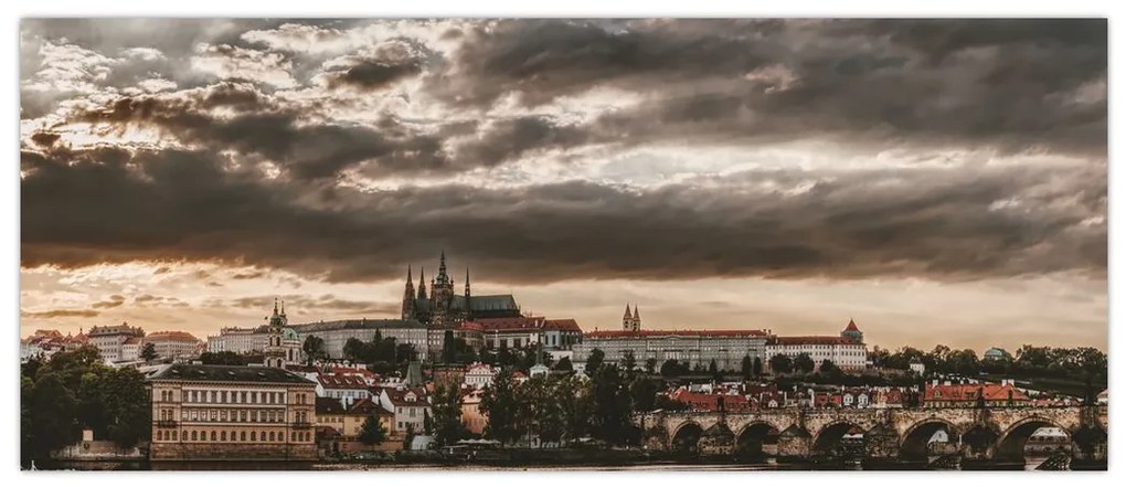 Obraz - zamračená Praha (120x50 cm)