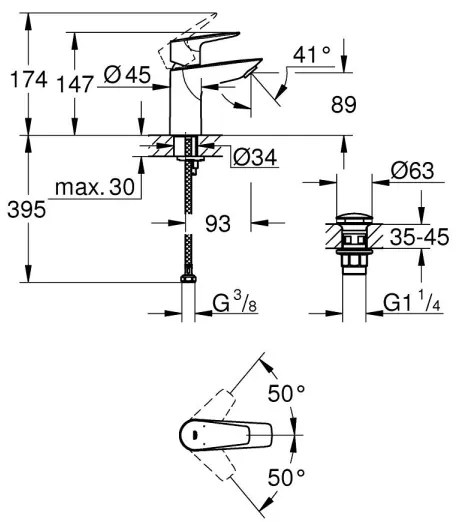 GROHE 23898001 - Umývadlová batéria START EDGE, lesklý chróm