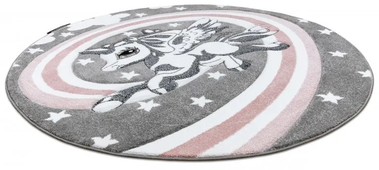 Detský kusový koberec Petit Pony grey kruh, 140x140 (priemer) kruh, ružová, detská izba, Dywany Łuszczów