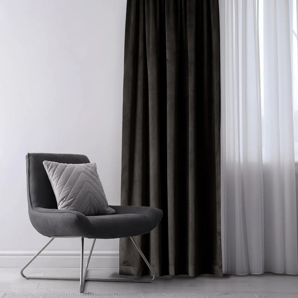 Záves Amelia Home Velvet s priechodkami čierny