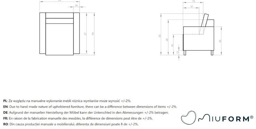 Tmavomodré menčestrové kreslo Lofty Lilly – Miuform