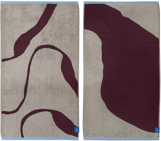Vínové/sivobéžové froté uteráky v súprave 2 ks z bio bavlny 40x55 cm Nova Arte – Mette Ditmer Denmark