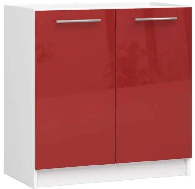 Spodná kuchynská skrinka pod drez OLIWIA S80 biela / červená, lesk