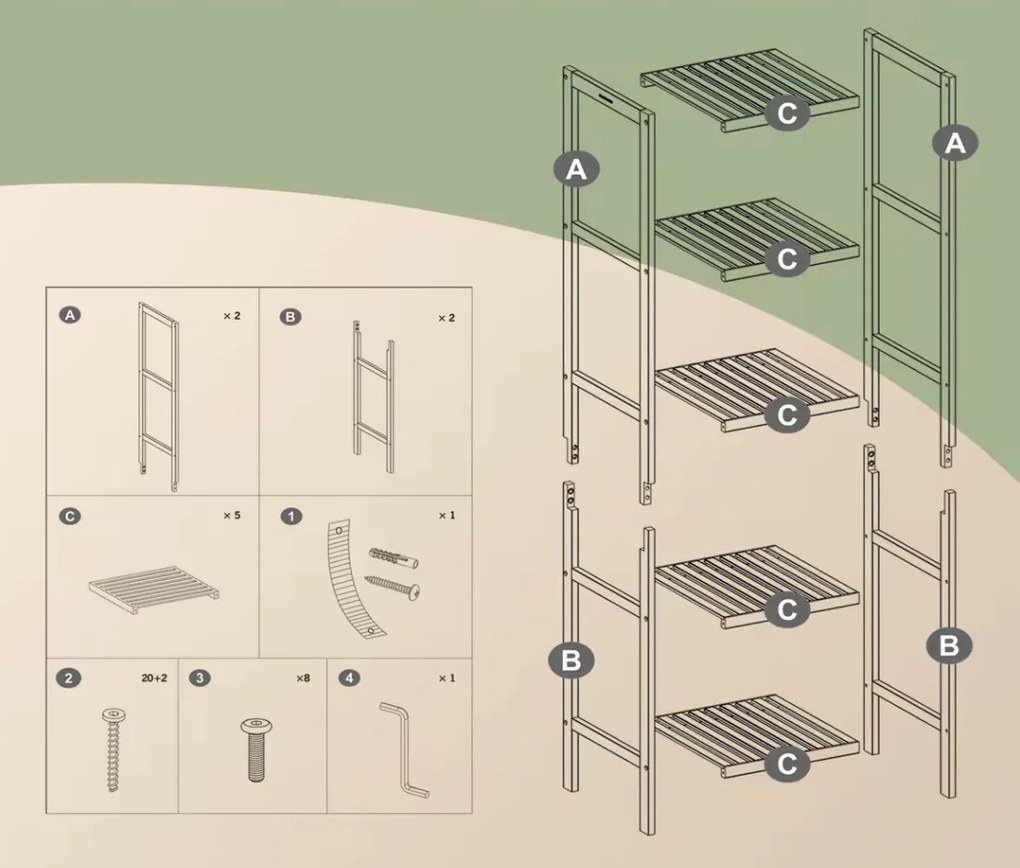 Bambusový kúpeľňový regál Koli hnedý