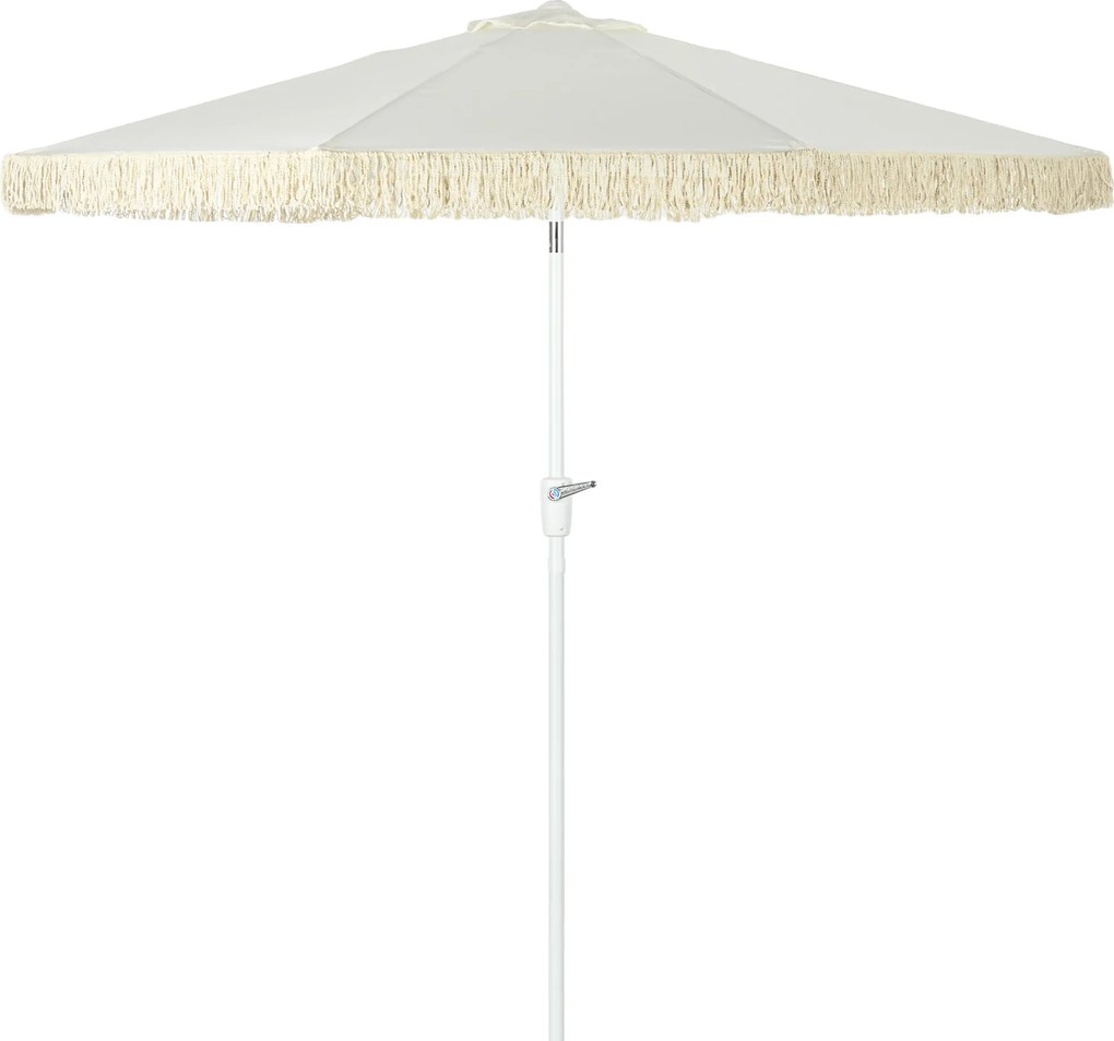 Outsunny Záhradný Parasol Vonkajší Naklápací Parasol s Čipkou a Kľukou 8 Rámov dim. Ø 2,65 x 2,45 H m Biela | Aosom