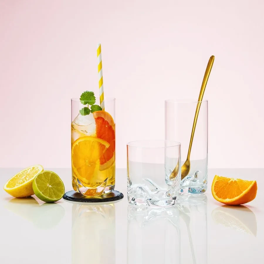 Poháre so sivým dnom Long drink 350 ml set 6 ks - Anno Glas Lunasol Color - 322128