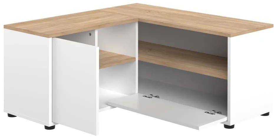 TV stolík v dekore duba v bielo-prírodnej farbe 90x45 cm Angle – TemaHome
