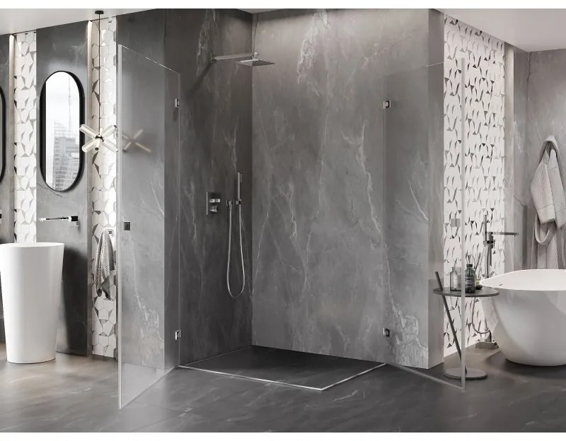 Mexen Lunar-B Duo, výklopný sprchový kút 90 x 85 cm, 8mm číre sklo, chrómový profil, 832-090L-085P-01-00