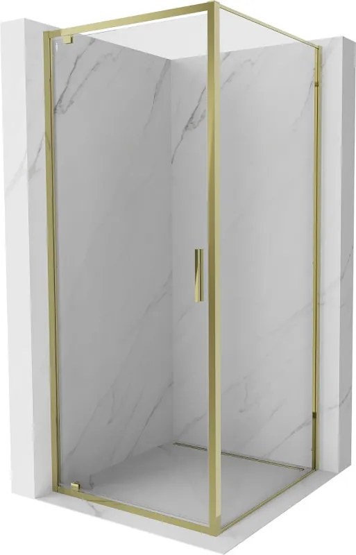 Mexen Exo, výklopný sprchový kút 75 x 75 cm, číre sklo, zlatá, 8181-075-075-50-00