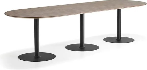 Stôl METRIC, ovál, 3000x1000x720 mm, čierna/orech
