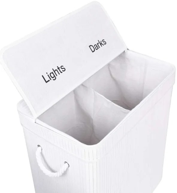 Kôš na bielizeň bambusový 100 l biely