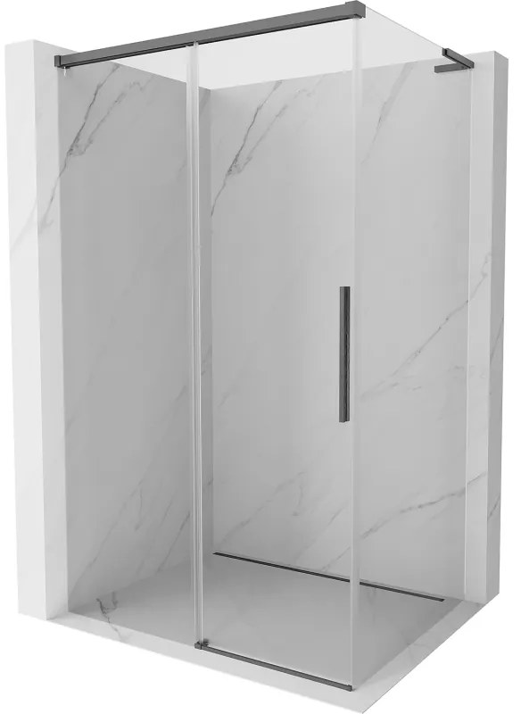 Mexen Rox, L posuvný sprchový kút 95 x 75 cm, 8mm číre sklo, brúsený grafit profil, 8C2L-095-075-66-00