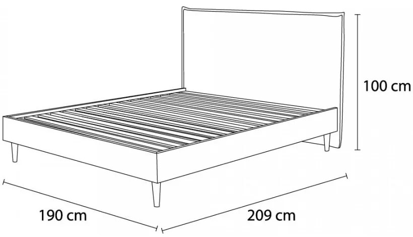 Modrá dvojlôžková posteľ Bobochic Paris Sary Light, 180 x 200 cm