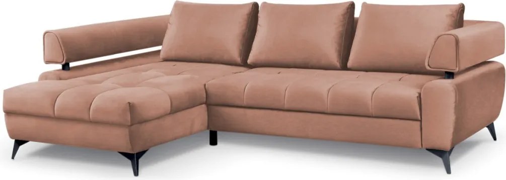 Rohová sedacia súprava Paris, lososová látka, ľavý roh