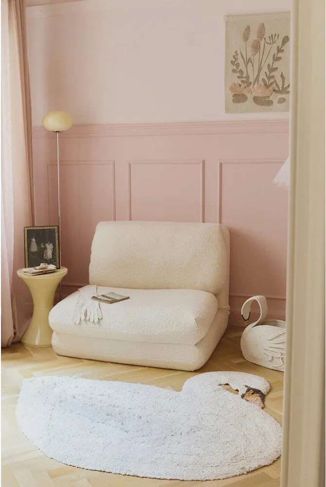 Krémový prateľný/ručne tkaný bavlnený detský koberec 100x120 cm Swan – Lorena Canals