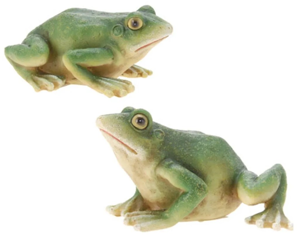 Záhradná figúrka z polystonu Frog, sada 2ks, 5 cm, zelená