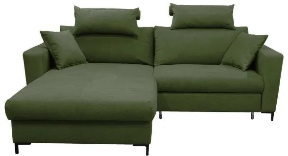 Rozkladacia rohová sedacia súprava s úložným priestorom do tvaru L HORTA ľavá zelená