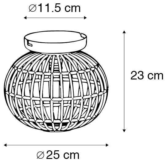 Rustikálne stropné svietidlo bambus 25 cm - Canna