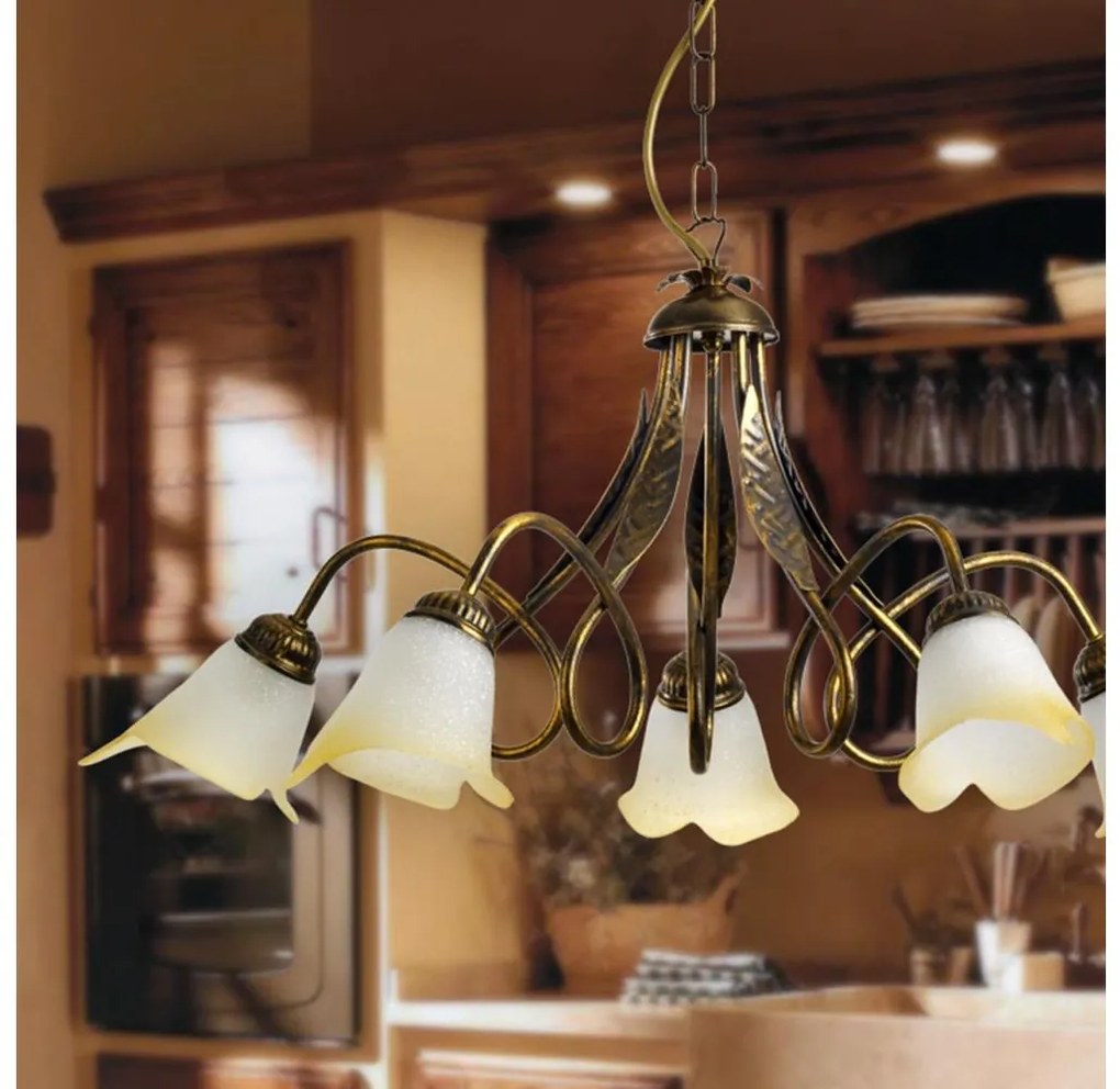 ONLI - Luster na reťazi DOPPIO GIRO 5xE14/6W/230V bronzová