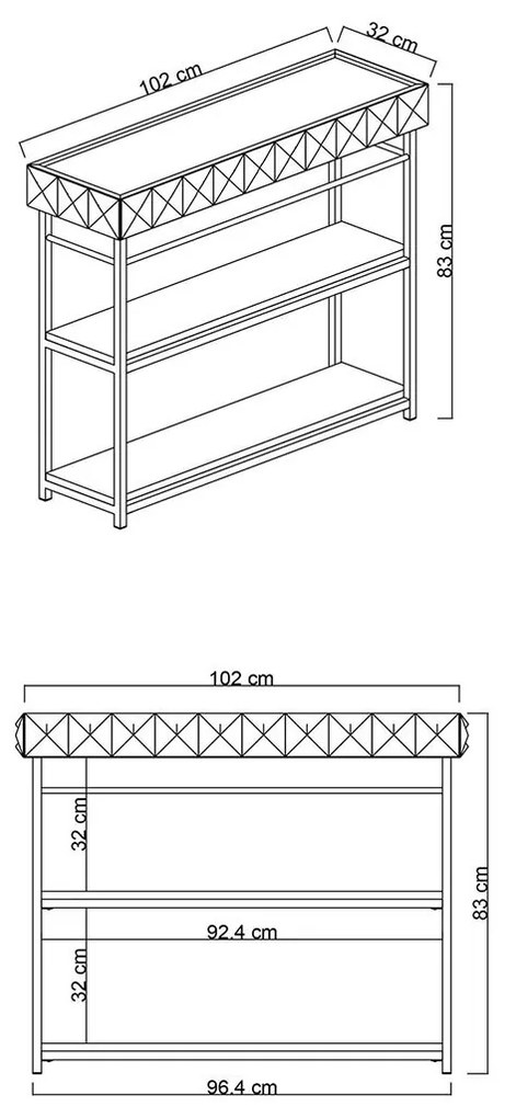 Konzolový stolík Zümrüt 102 × 32 × 83 cm