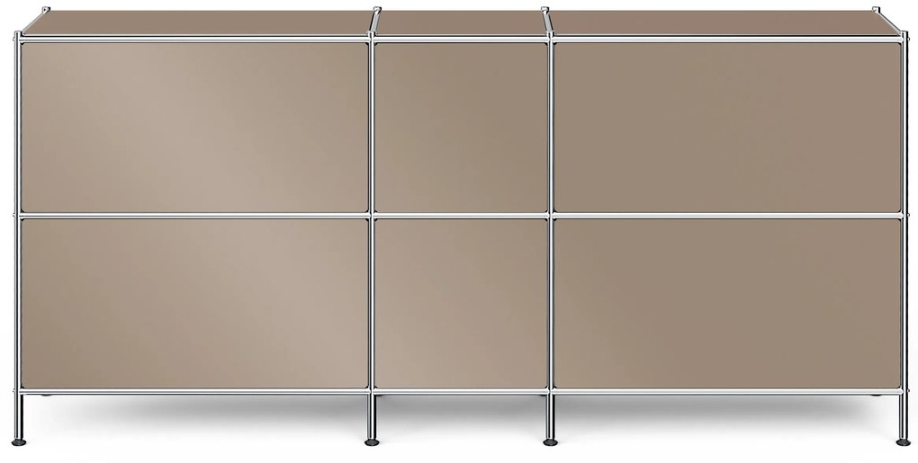 Veľká kovová odkladacia skrinka »CN3« so 6 výklopnými priehradkami, hnedosivá