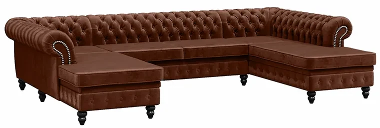 PROXIMA.store - Luxusná sedačka CHESTERFIELD LONG U FARBA NÔH: čierna, DRUH LÁTKY: TORRE - 17, FARBA OZDOBNÝCH ŠPENDLÍKOV: barok
