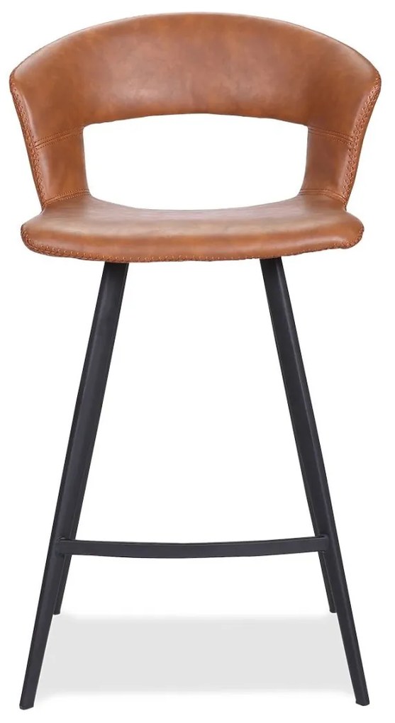 TORA čalúnená barová stolička so zníženým sedom cognac