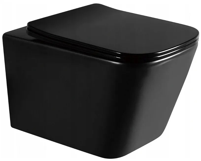 Závesný set GEBERIT Duofix Basic+ WC TEO Rimless 51 x 35 cm + pomaly padajúca doska Slim, čierna, 3385XX85+39060185