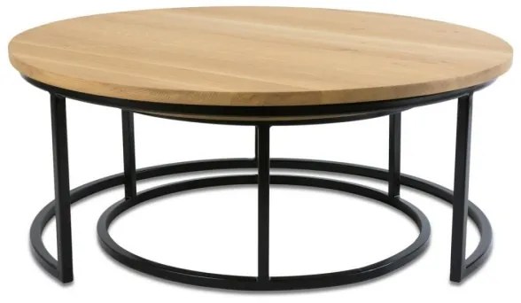 SADA 2x Konferenčný stolík OAKLOFT 38x90 cm čierna/dub