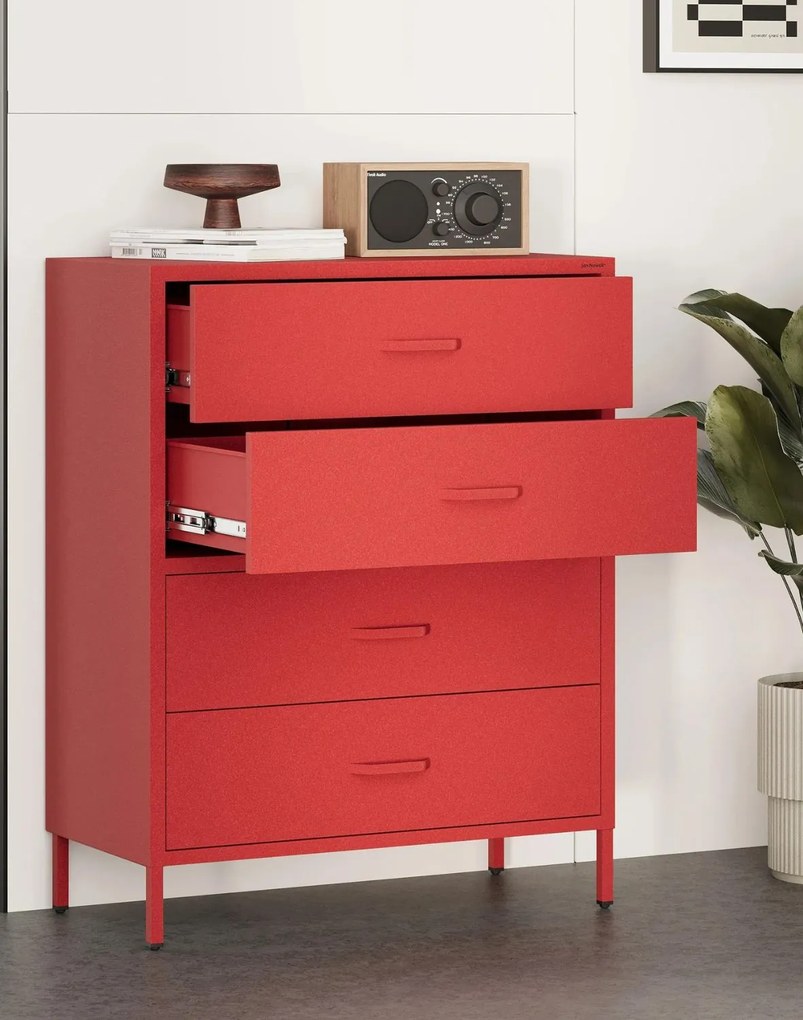 CARLA moderná komoda na nožičkách: červená (1582)
