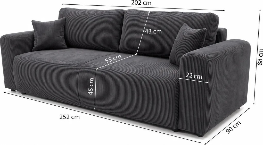 ROZKLADACIA POHOVKA SOREN 252x90 cm POSO 22