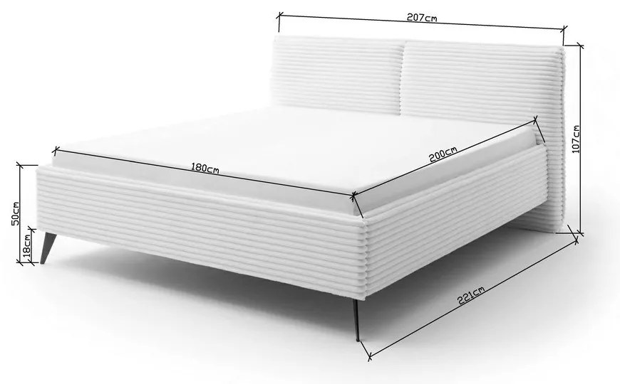 Béžová čalúnená dvojlôžková posteľ bez roštu 180x200 cm Matera – Meise Möbel