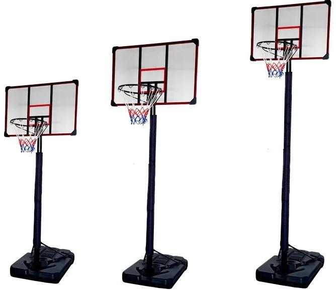 LEAN TOYS Basketbalový kôš s nastaviteľným stojanom 200-305 cm čierny
