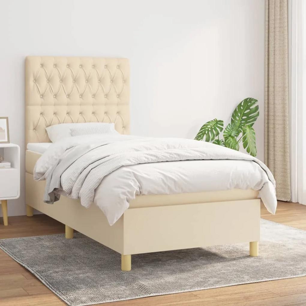 Boxspring posteľ s matracom krémová 100x200 cm látka 3142558