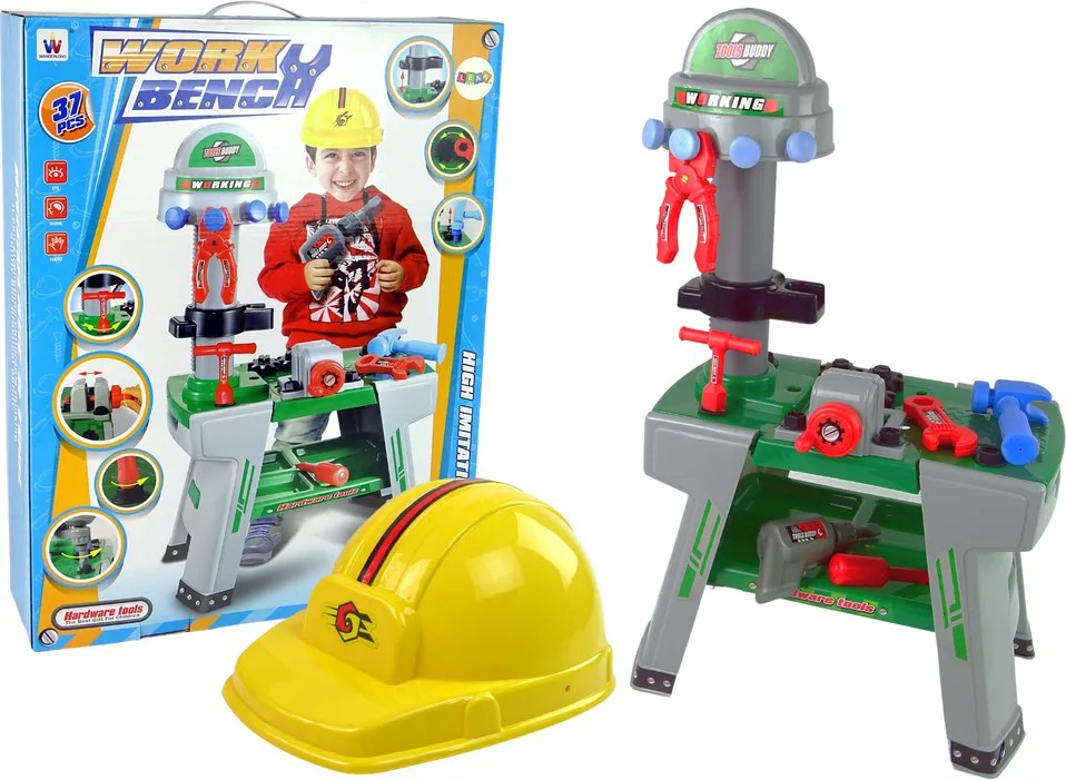 LEAN Toys Veľká sada pre kutilov: dielenský stôl + príslušenstvo