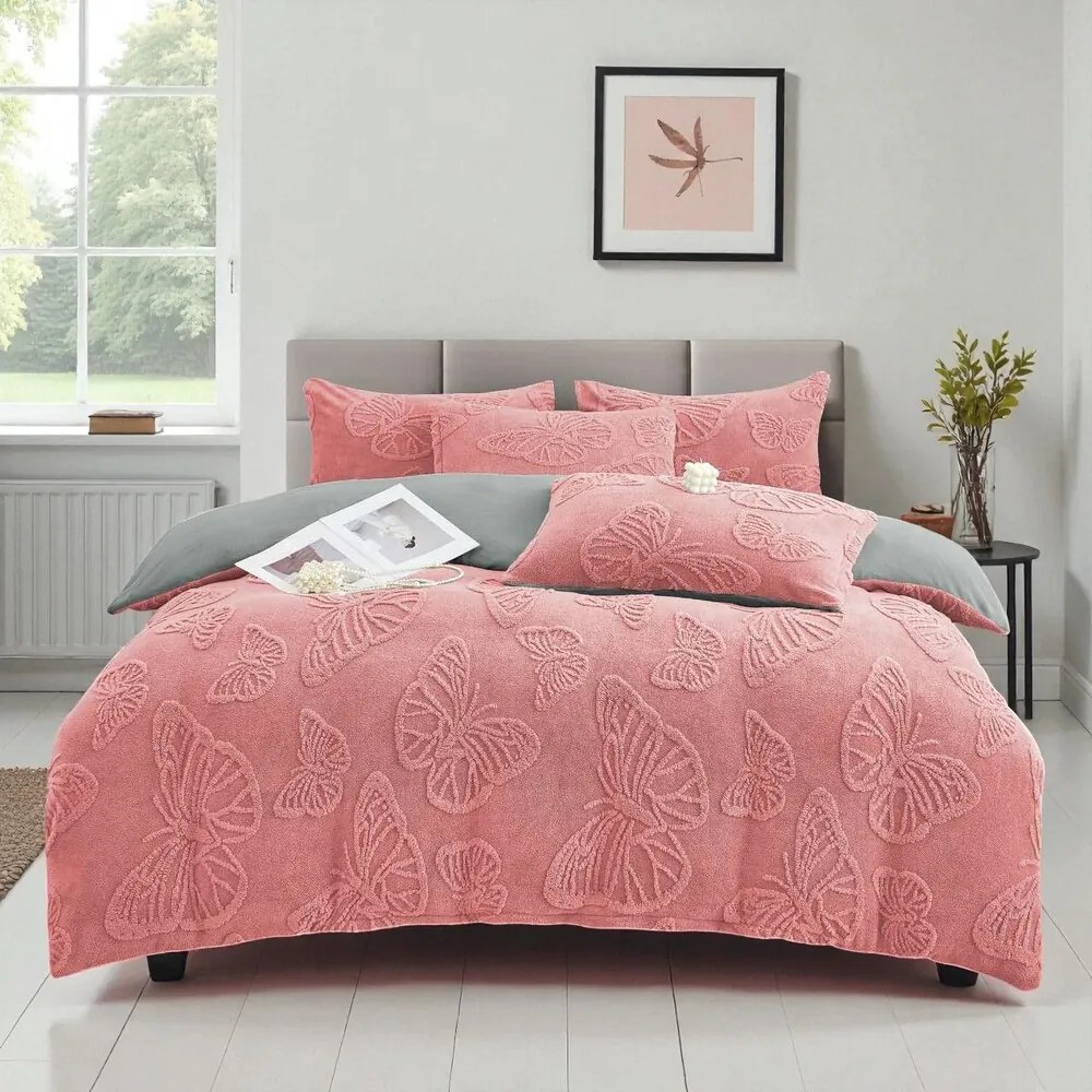 Jemné mikroplyš obliečky Homa EXCLUSIVE PINK 7-dielna sada 140x200 cm