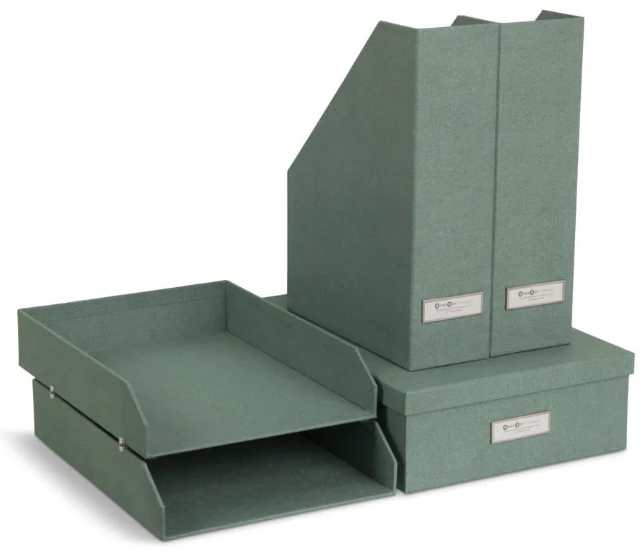 Zelené kartónové organizéry v súprave 5 ks na dokumenty Holger Canvas Paper Laminate – Bigso