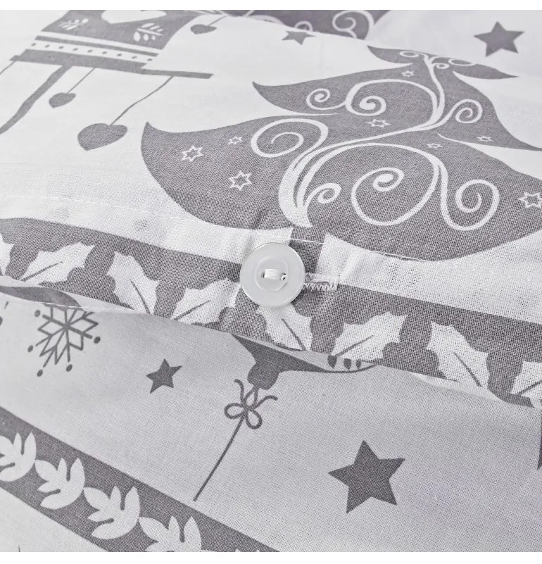 Vianočné bavlnené obliečky Eleonora sivé EMI, Predĺžený set jednolôžko obsahuje 1x 140x220 + 1x 70x90