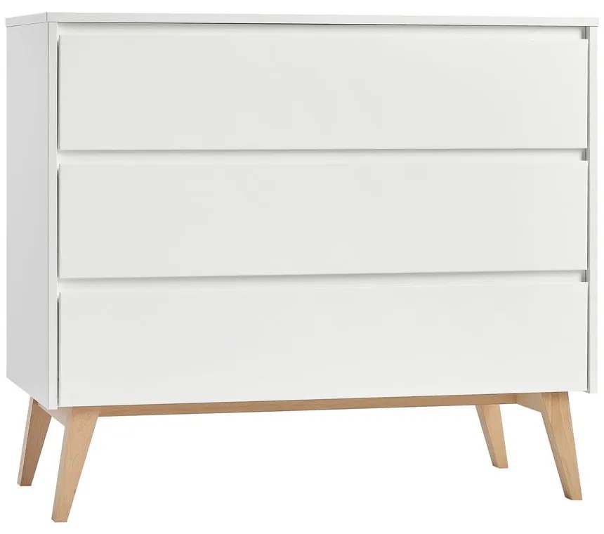 Biela detská komoda so zásuvkami Pinio Swing, 100 x 92 cm