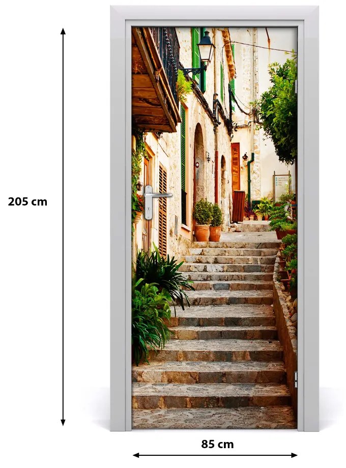 Fototapeta samolepiace dvere španielsko uličky 85x205 cm