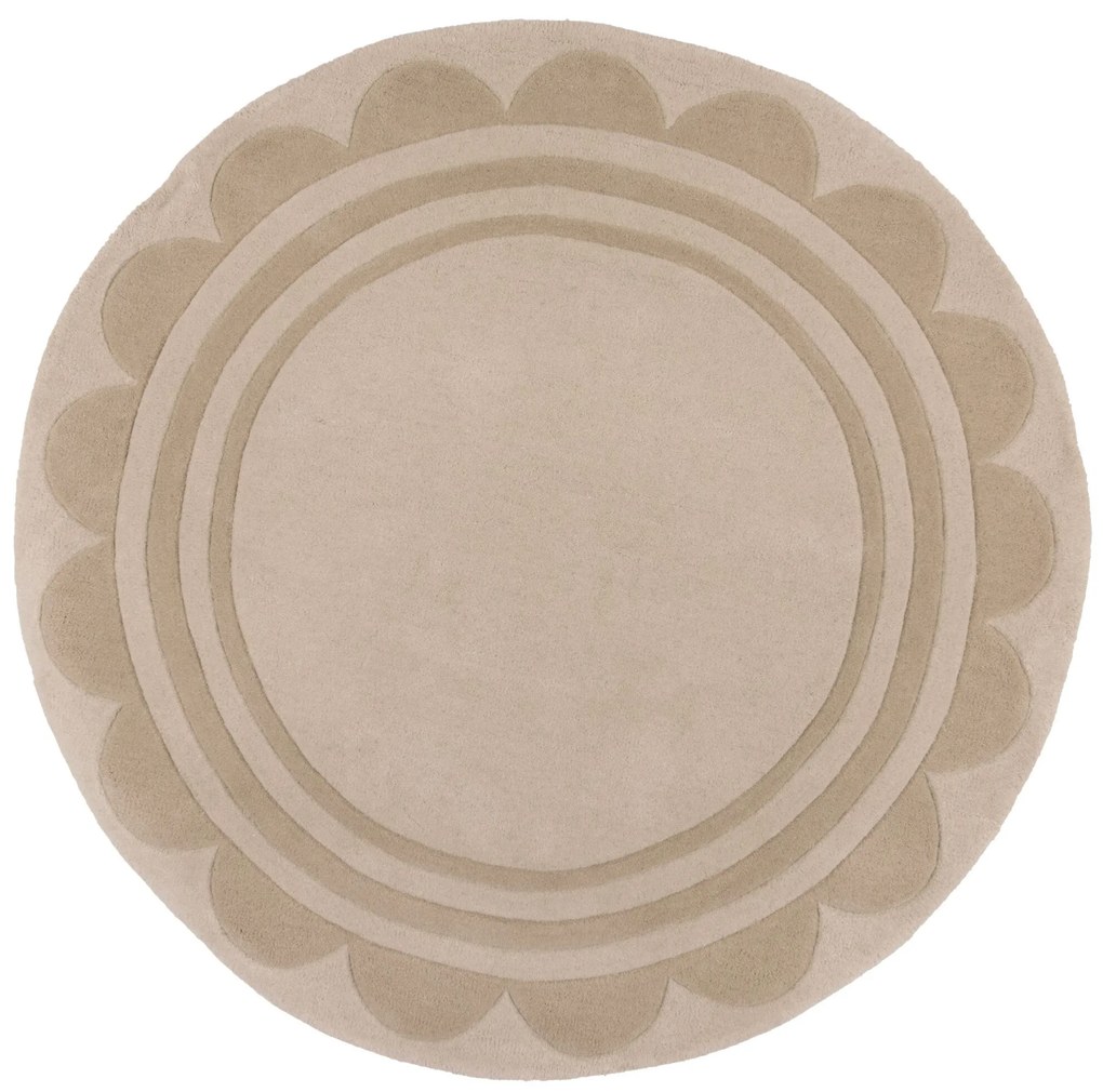 Ručne všívaný kusový koberec Lois Scallop Natural kruh, 120x120 (priemer) kruh, béžová, chodba / predsieň, Flair Rugs