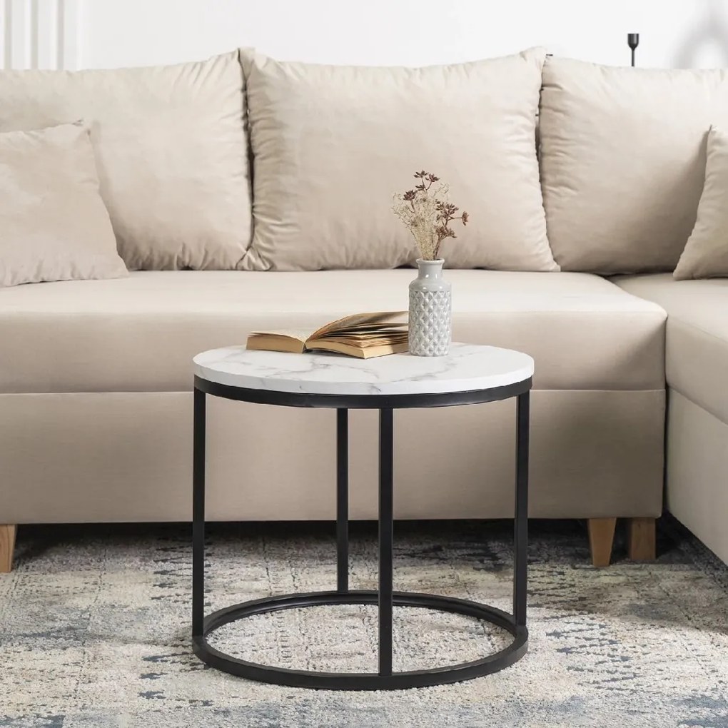 PROXIMA.store - Dizajnový konferenčný stolík CONNY FARBA: biely mramor, FARBA NÔH: biela
