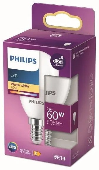 Philips 8719514309647 LED žiarovka E14 7W/60W 806lm 2700K P48 kvapka