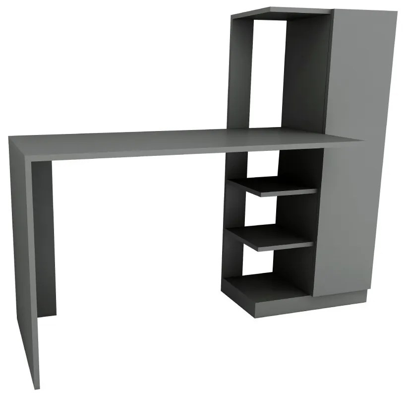 Písací stôl YAGIZ so vstavanou skrinkou a policami antracitový