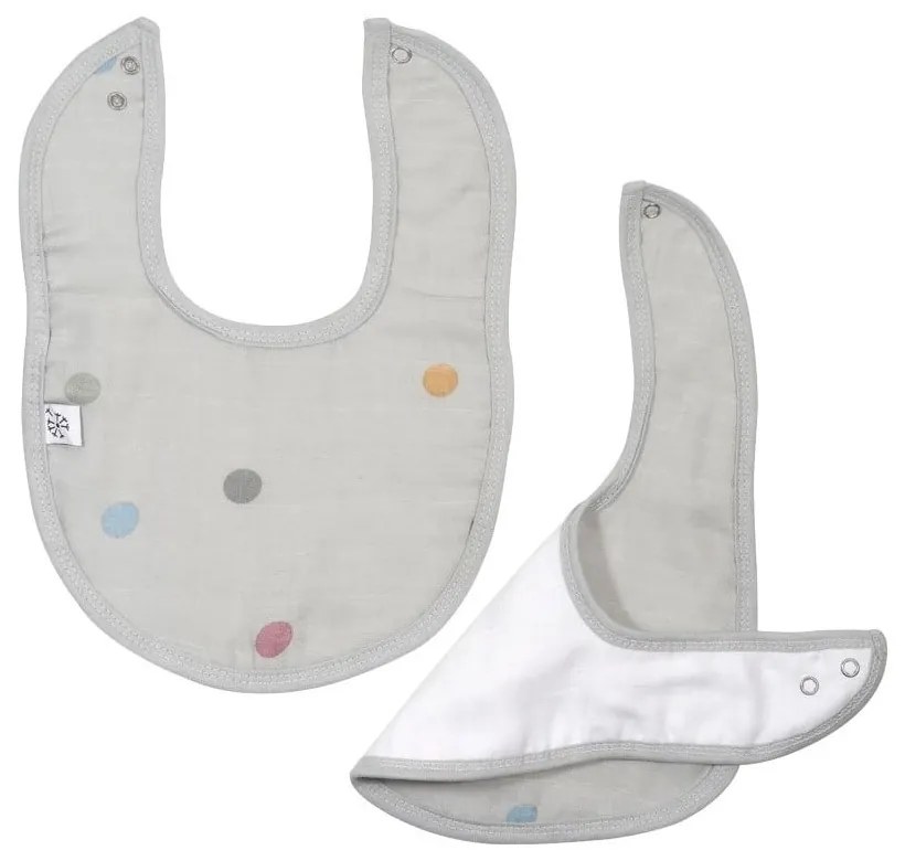 Sivý mušelínový podbradník Kindsgut Dots