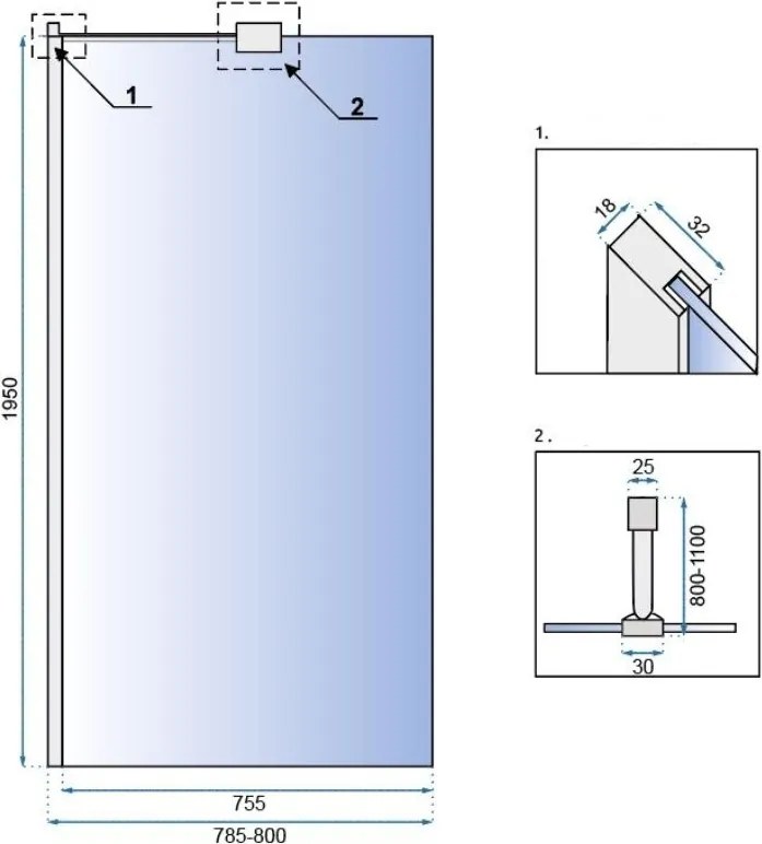 Rea Aero, sprchová zástena WALK-IN 80x195 cm, 8mm číre sklo, chrómový profil, REA-K7552