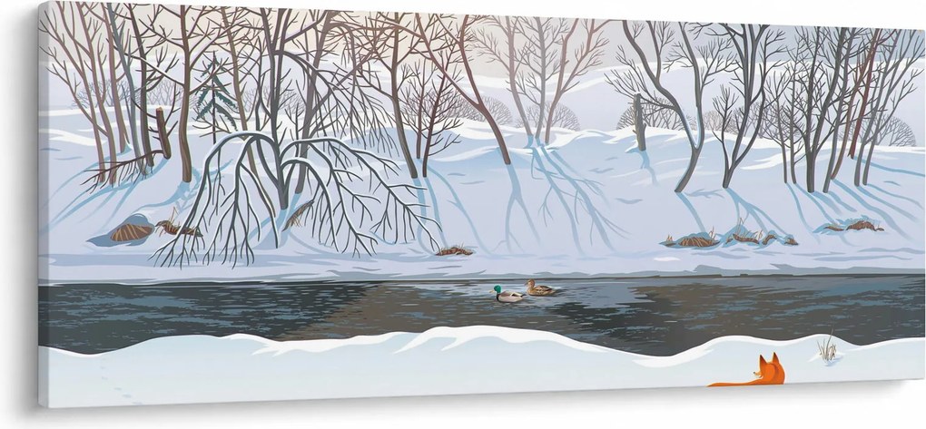 Obraz - Líška v zimnej krajine (120x50 cm)