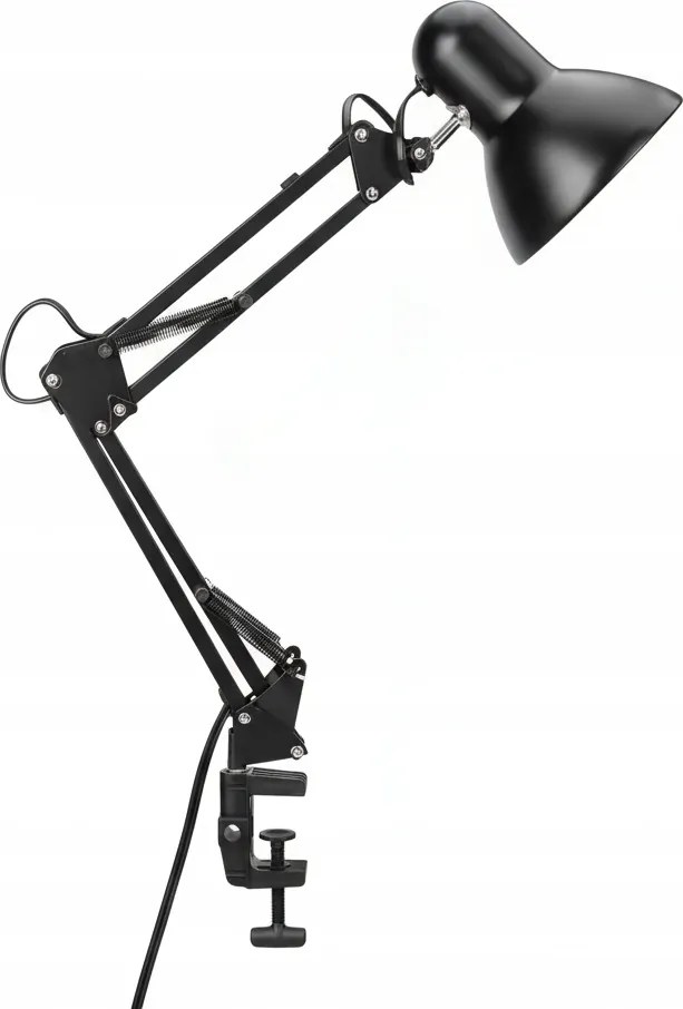 Smart LED Čierna kovová stolná lampa nastaviteľná s klipom 1xE27