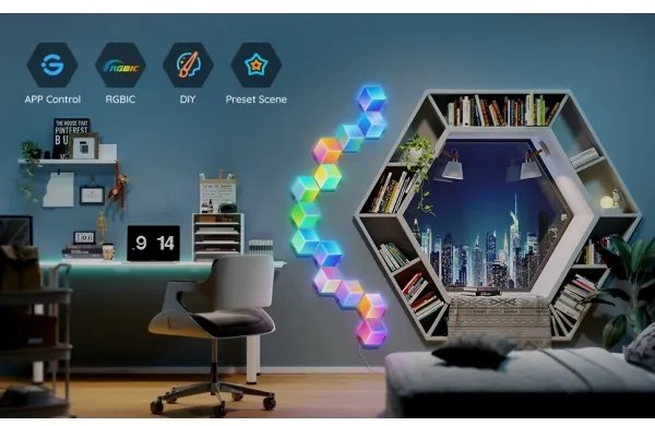 Govee - SADA 10x LED Svietidlo Glide Hexa Pro LED Smart RGBIC Wi-Fi