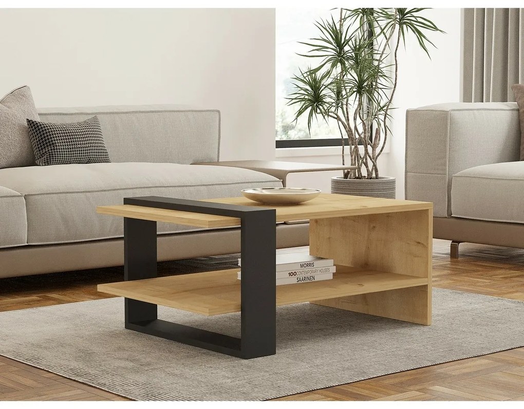Konferenčný stolík Yonca Anthracite a Sapphire Oak